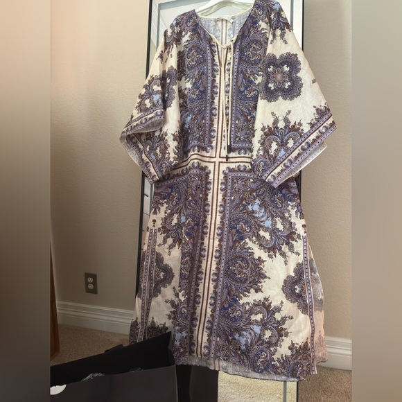 Zimmermann Purple and Cream Midi Dress Ottie 2 Medium - Picture 5 of 6